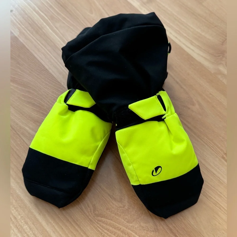 Decathlon Kids Black and Neon Yellow Mittens
